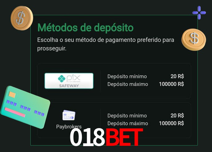O cassino 018bet oferece uma grande variedade de métodos de pagamento